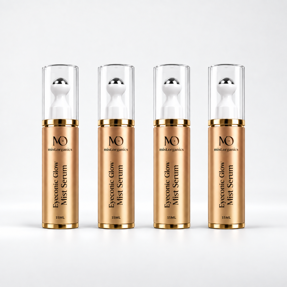 Four Eyeconic Glow Mist Serum 15ml bottles side by side