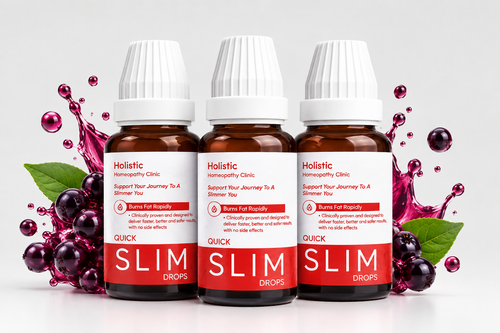 Three bottles of Quick Slim Drops with elderberries and juice splash - 60-Day Slim Drops Challenge, Pack of 3