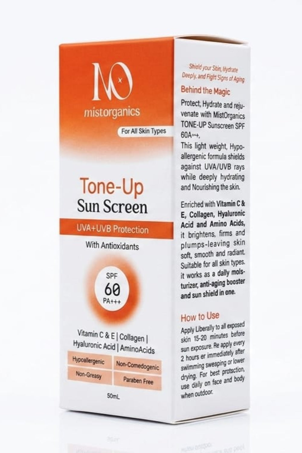 🌞 Mist Organics Tone-Up Sunscreen SPF 60 PA+++