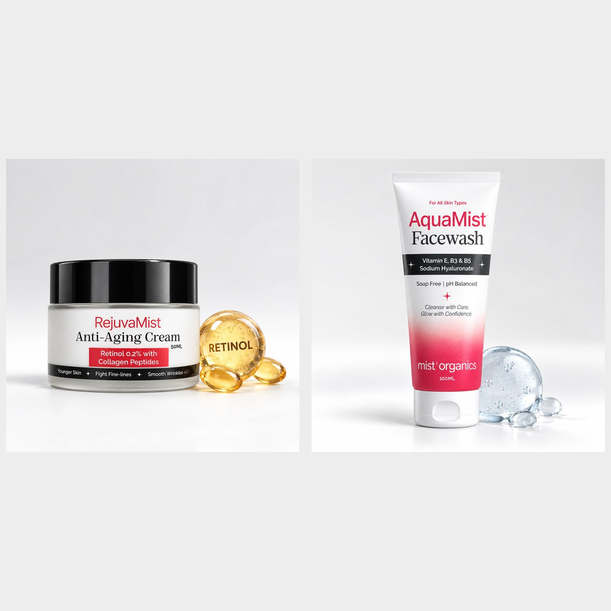 RejuvaMist Anti-Aging Cream and AquaMist Face Wash bundle
