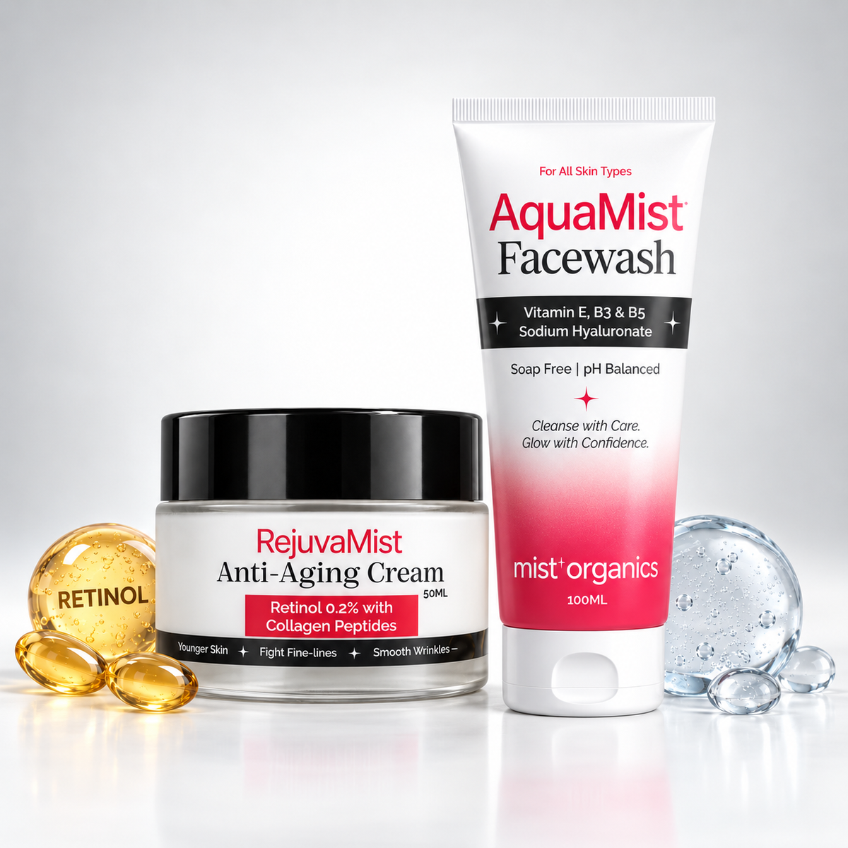 Anti-Aging Bundle - RejuvaMist Anti-Aging Cream 50ml and AquaMist Facewash 100ml