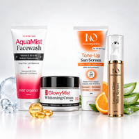 Skin Care Bundle - AquaMist Facewash 100ml, Ultra GlowyMist Whitening Cream 50ml, Tone-Up Sun Screen SPF 60 and Eyeconic Glow Mist Serum 15ml