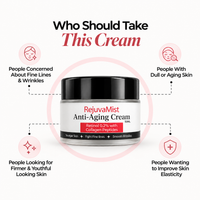 Who should use RejuvaMist Anti-Aging Cream: people concerned about fine lines and wrinkles, dull or aging skin, firmer youthful looking skin, and improved skin elasticity