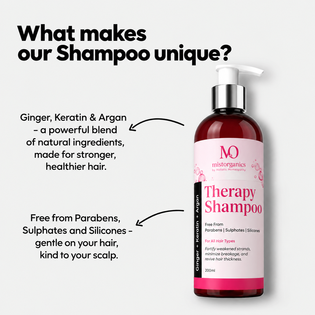 What makes our shampoo unique: ginger, keratin and argan blend, free from parabens, sulphates and silicones