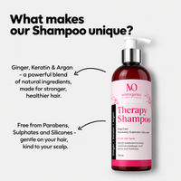 What makes our shampoo unique: ginger, keratin and argan blend, free from parabens, sulphates and silicones